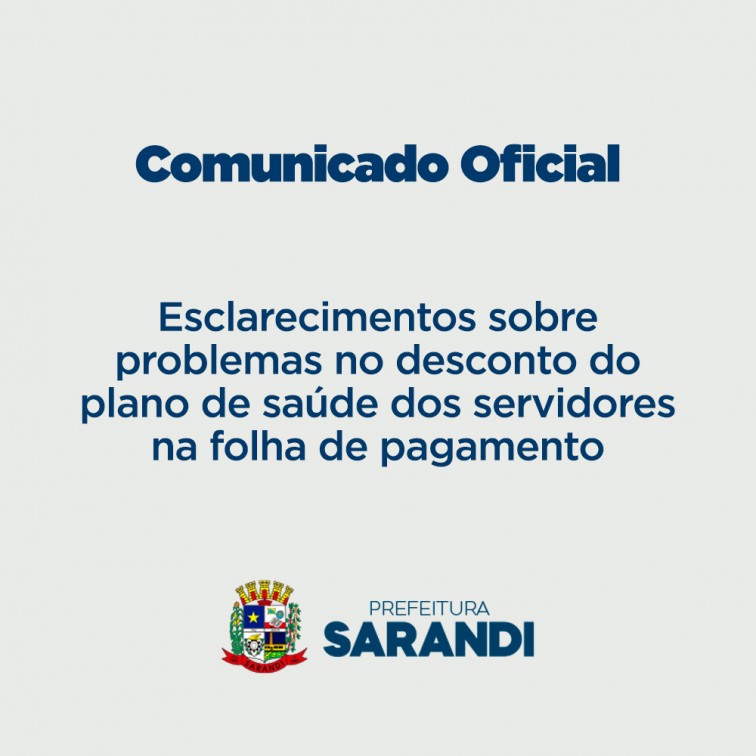 Esclarecimentos sobre problemas no desconto do plano de saúde dos servidores na folha de pagamento
